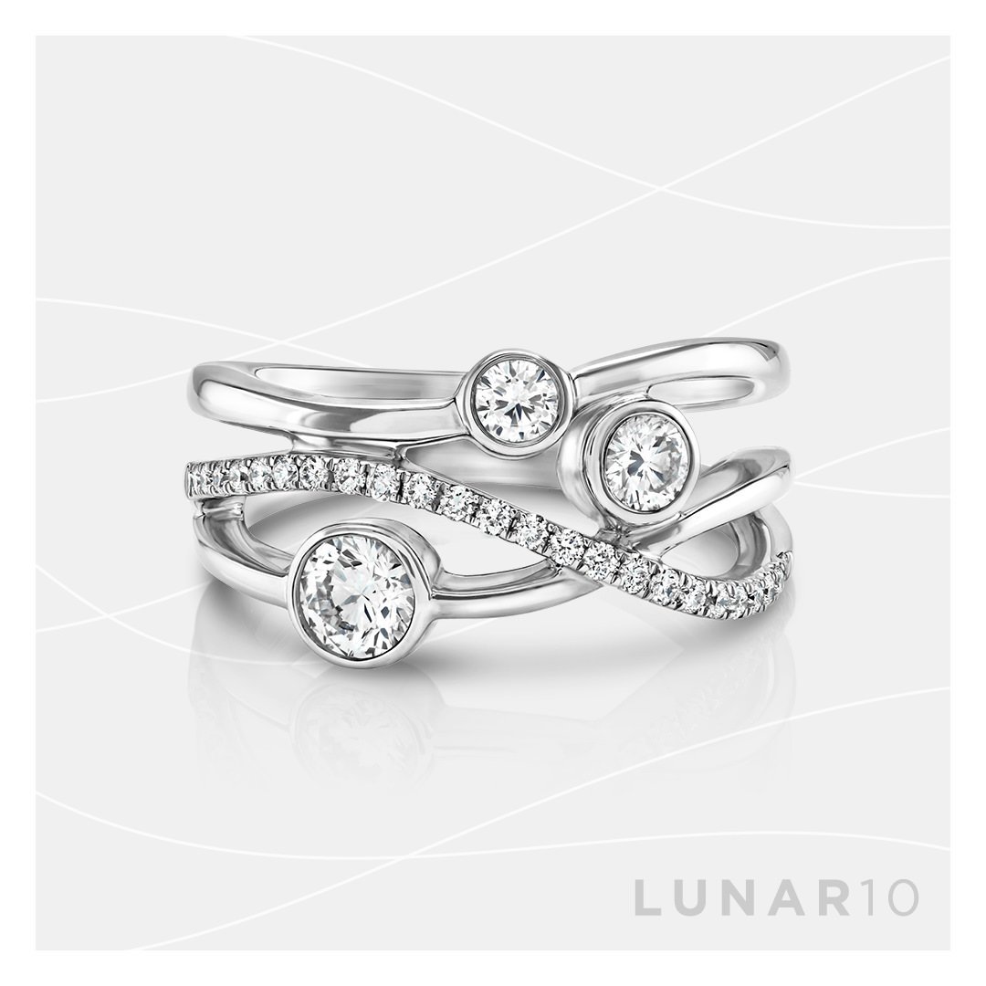 Lunar 18ct White Gold Pavé set Diamond ring