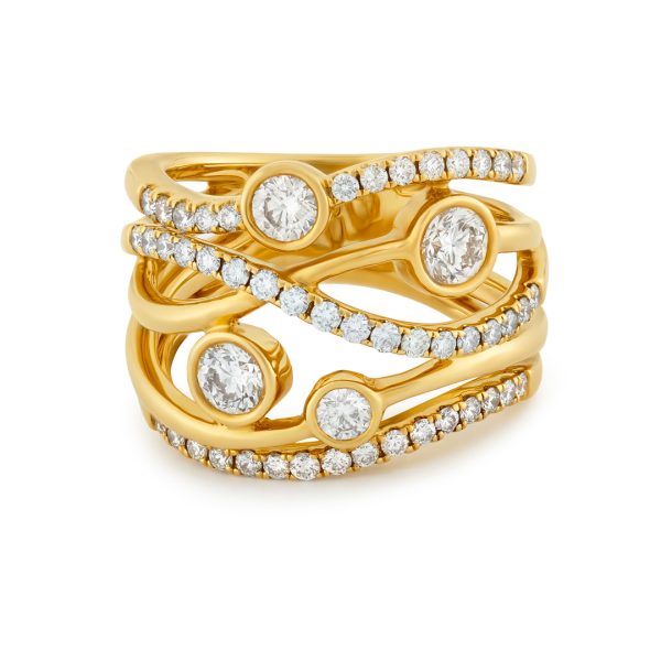 Lunar Yellow Gold Large Diamond Ring