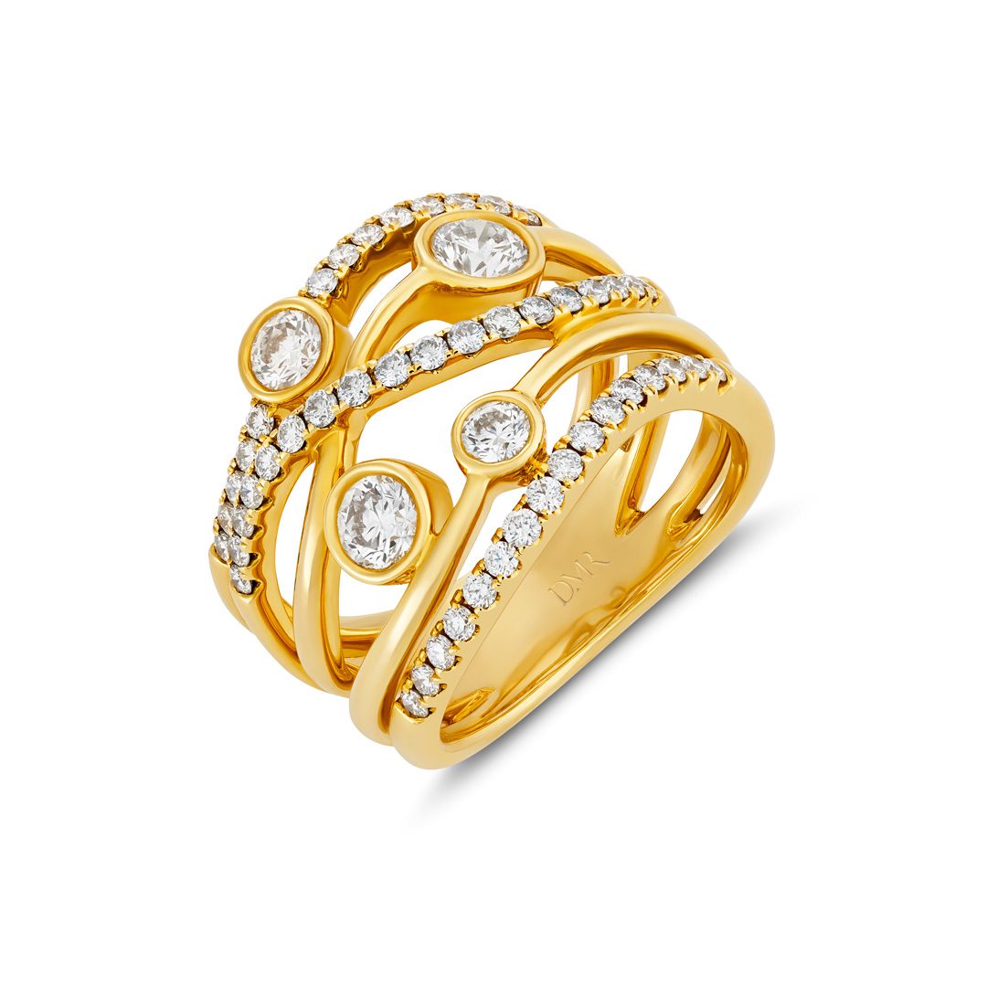 Lunar Yellow Gold Large Diamond Ring
