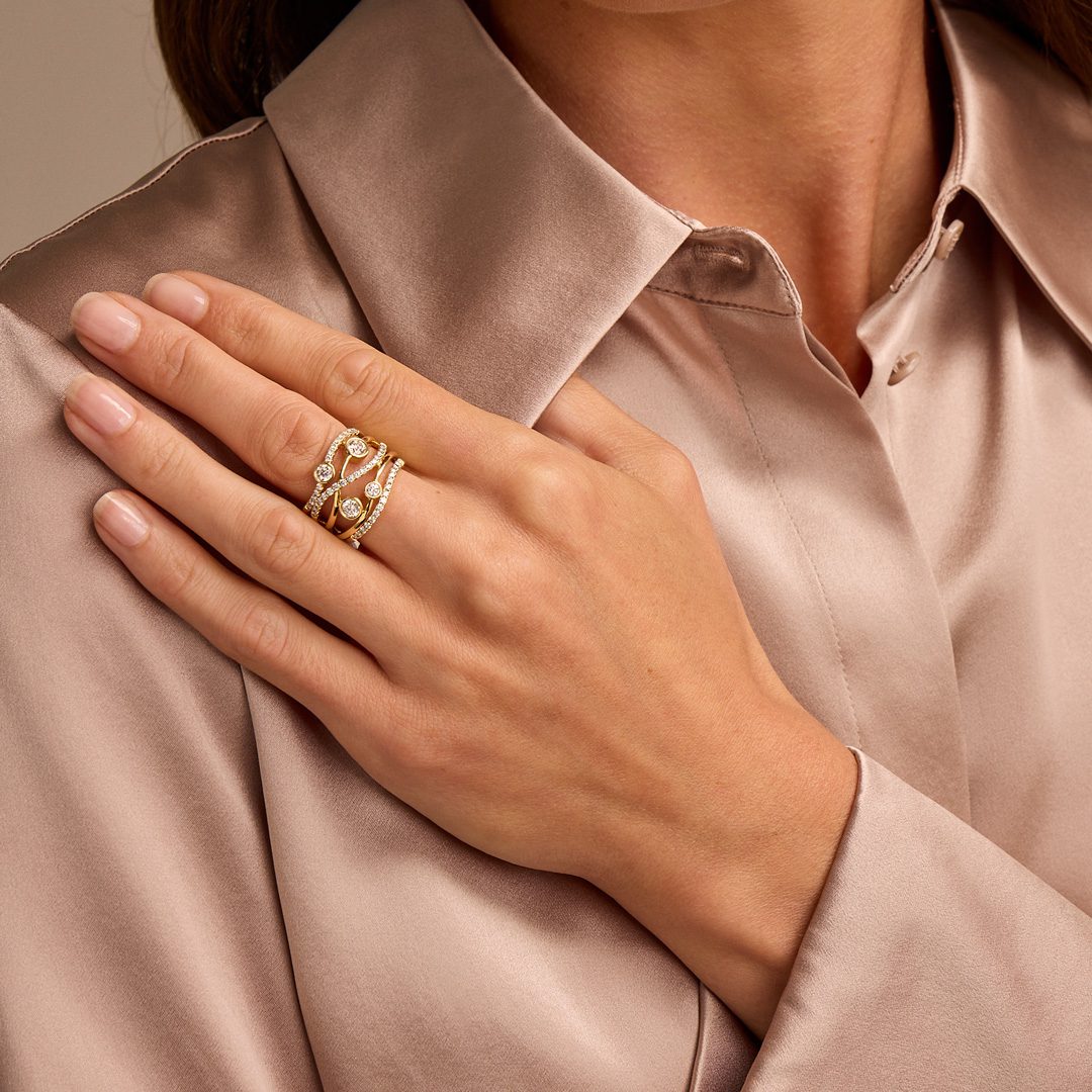 Lunar Yellow Gold Large Diamond Ring