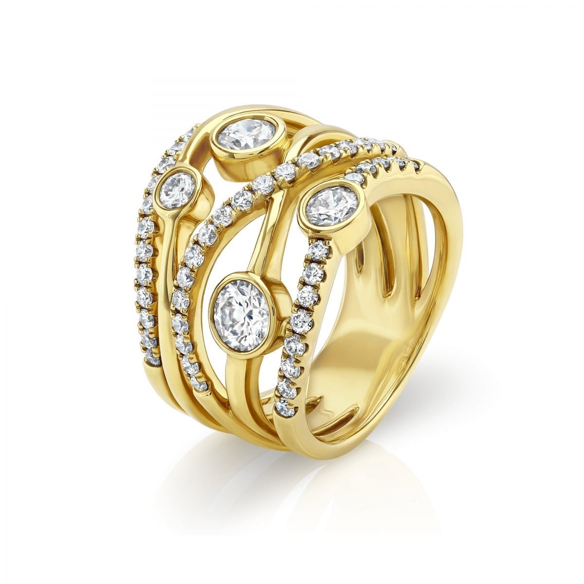 Lunar Yellow Gold Large Diamond Ring