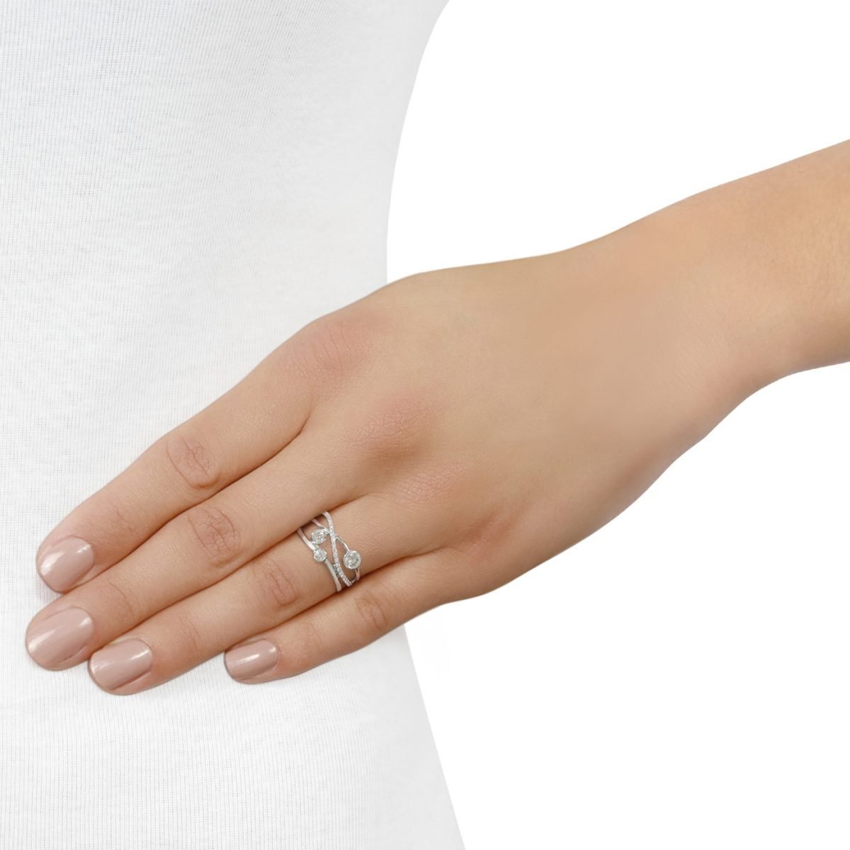 Lunar White Gold Pavé Diamond Ring