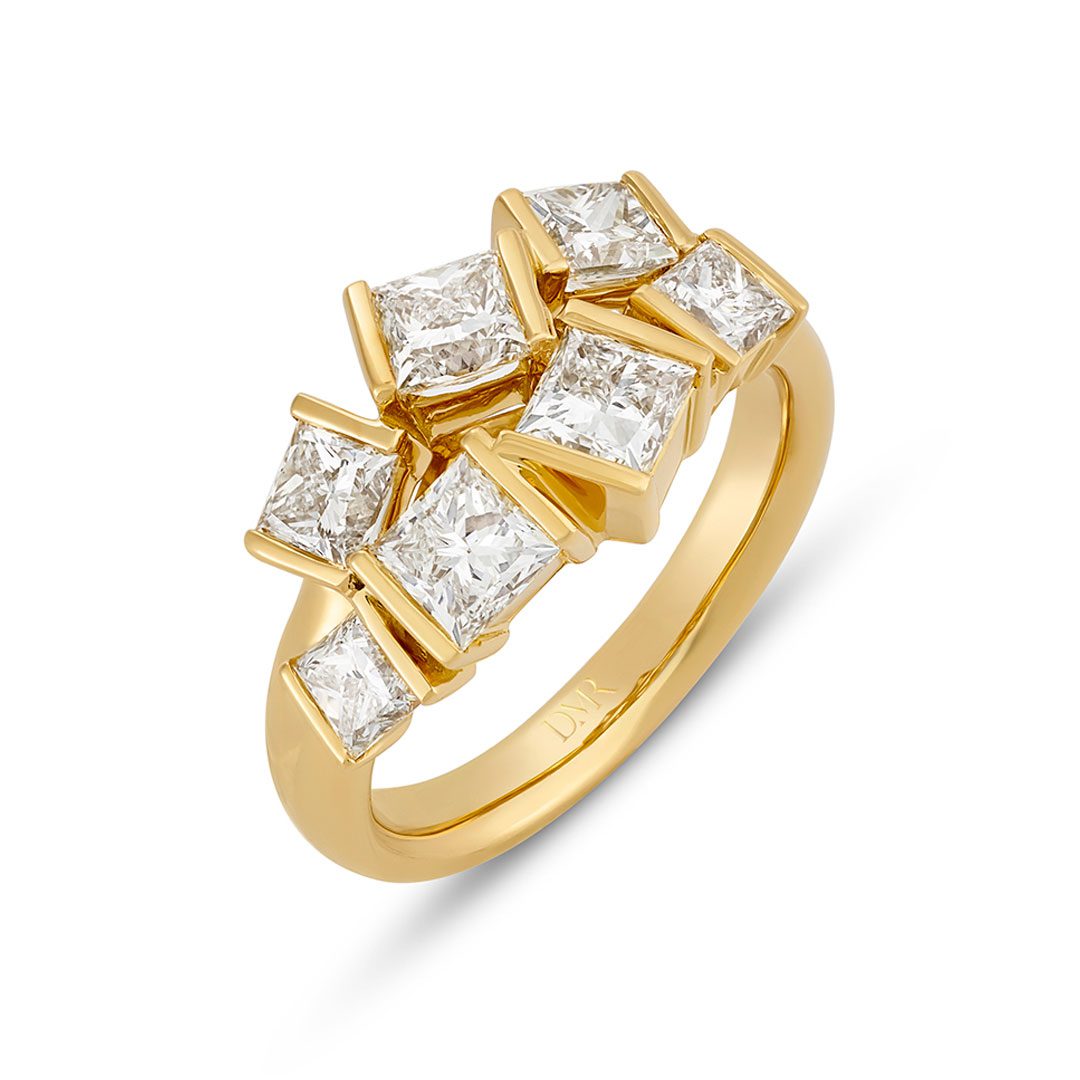 Hopscotch Yellow Gold Diamond Ring