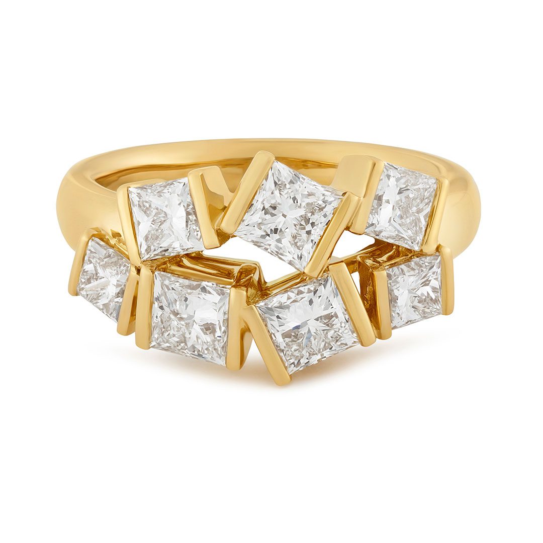 Hopscotch Yellow Gold Diamond Ring