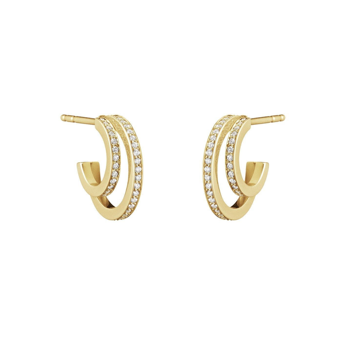 Halo 18ct Yellow Gold & Pave-Set Diamond Hoop Earrings