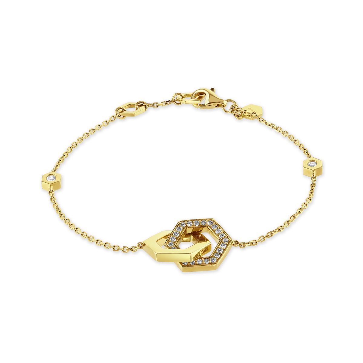 Honeycomb Yellow Gold Diamond Bracelet