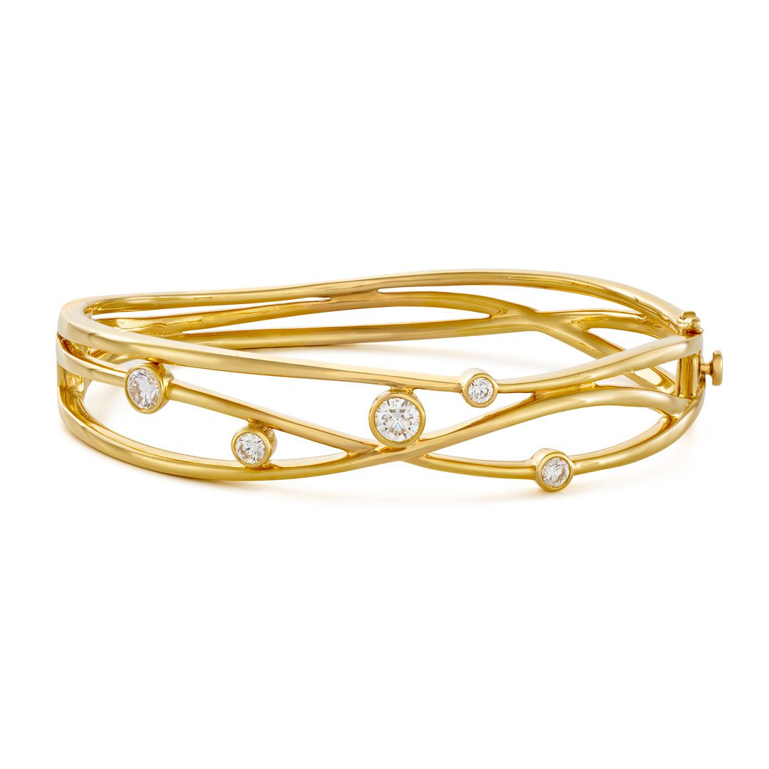 Lunar Yellow Gold Diamond Bangle