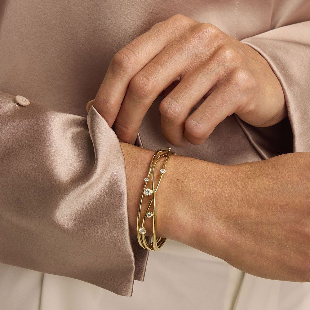 Lunar Yellow Gold Diamond Bangle