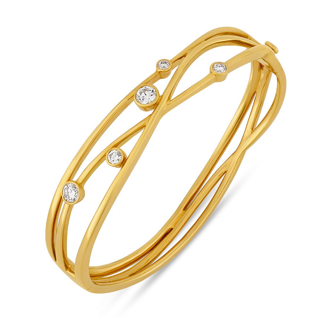 Lunar Yellow Gold Diamond Bangle