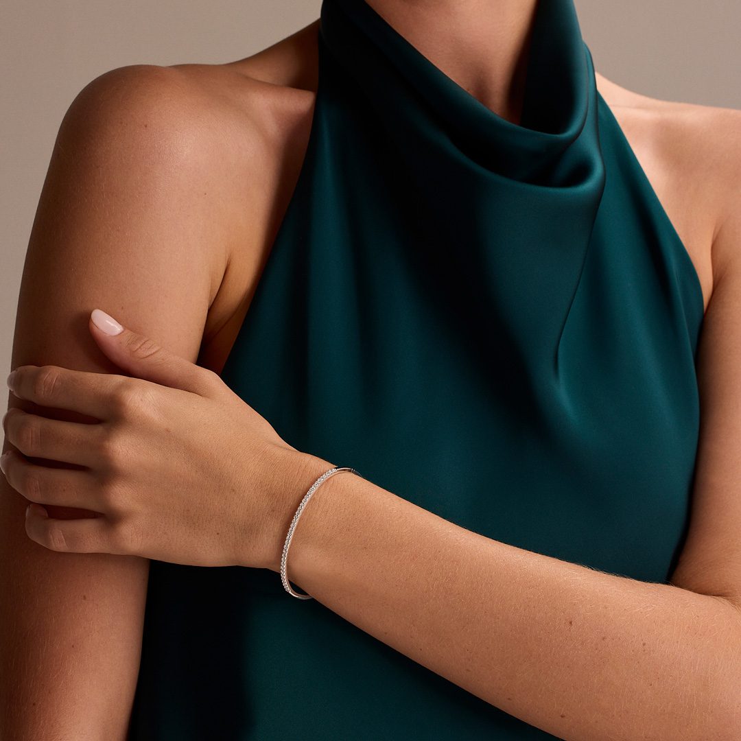 Love Lines White Gold Diamond Stacking Bangle