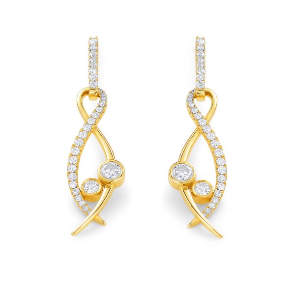 Lunar Yellow Gold Diamond Drop Earrings Lunar Yellow Gold Diamond Drop Earrings