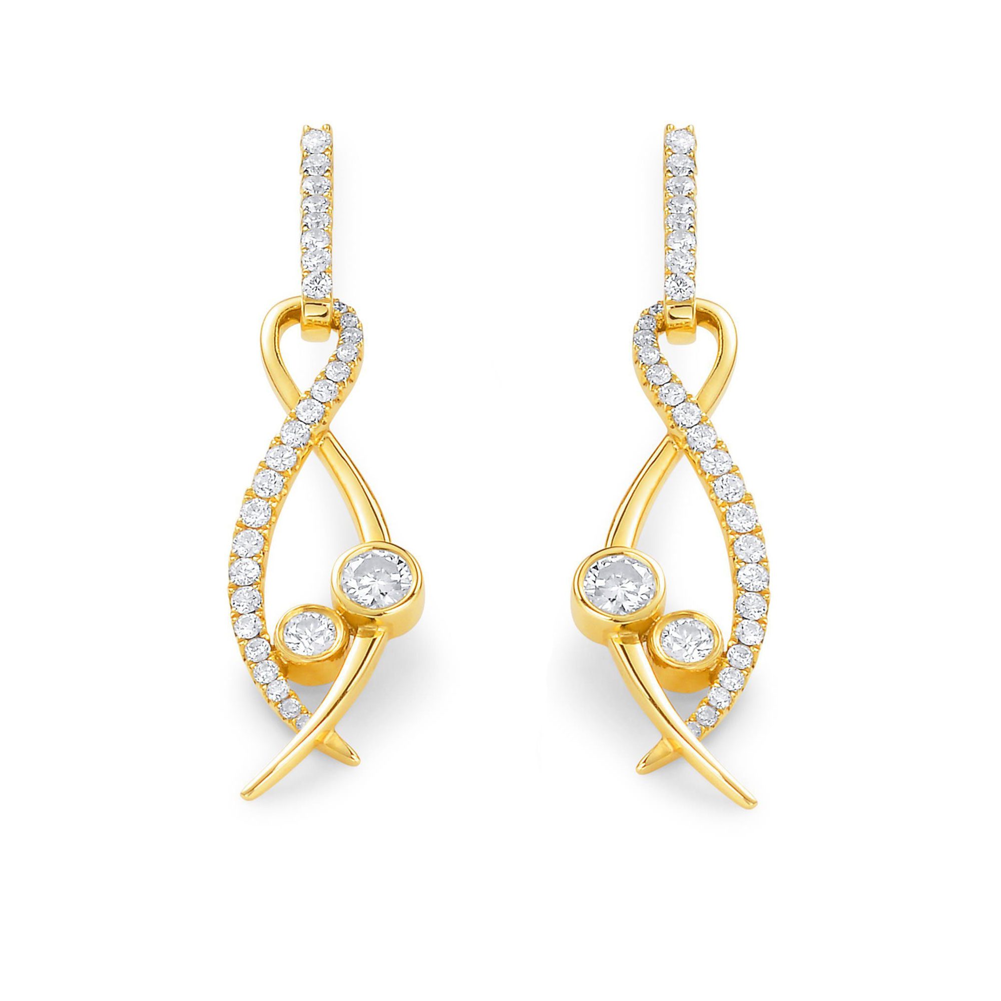 Lunar Yellow Gold Diamond Drop Earrings Lunar Yellow Gold Diamond Drop Earrings