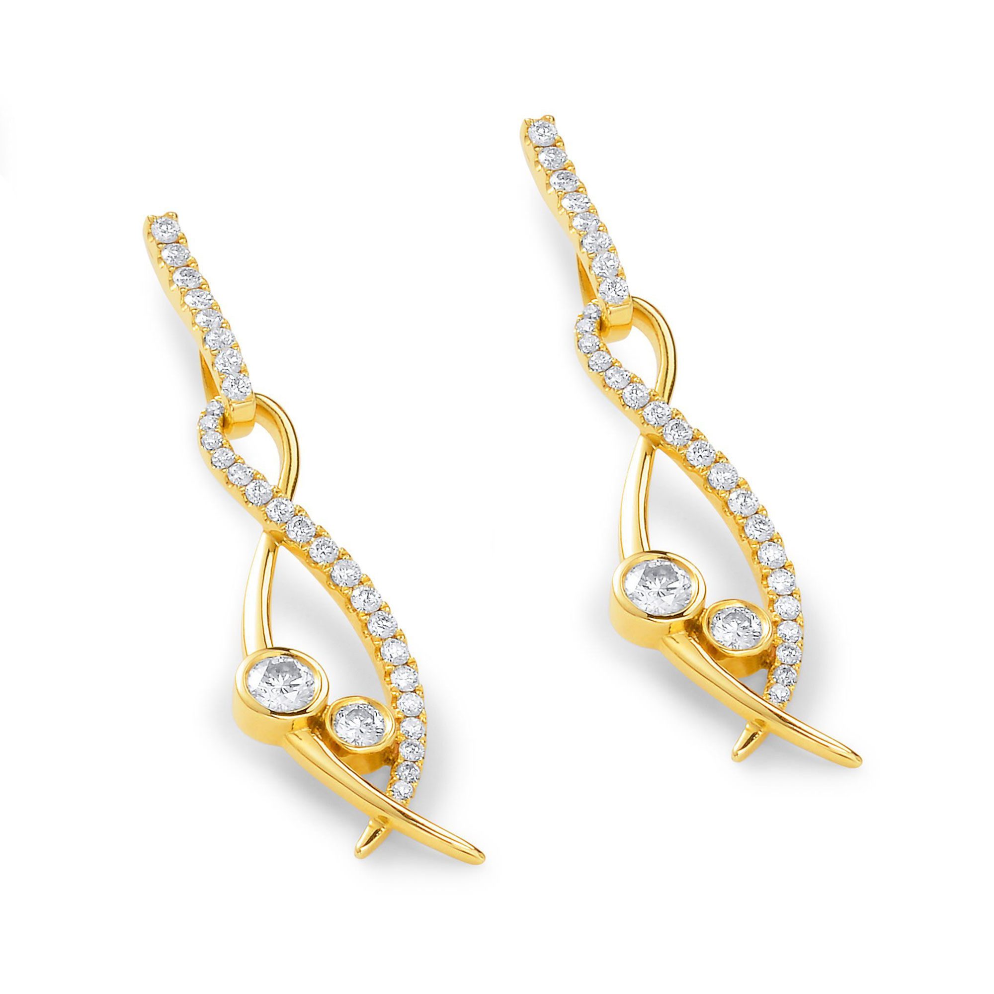 Lunar Yellow Gold Diamond Drop Earrings Lunar Yellow Gold Diamond Drop Earrings