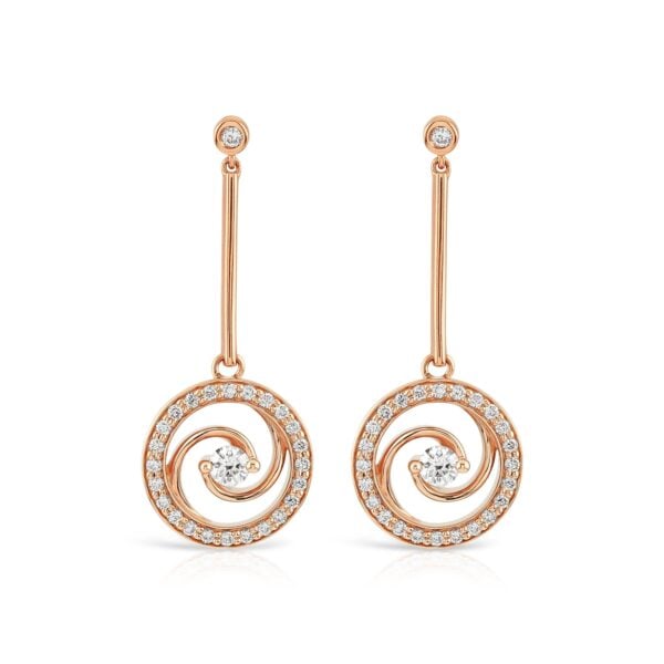 Whirlwind Rose Gold Diamond Drop Earrings