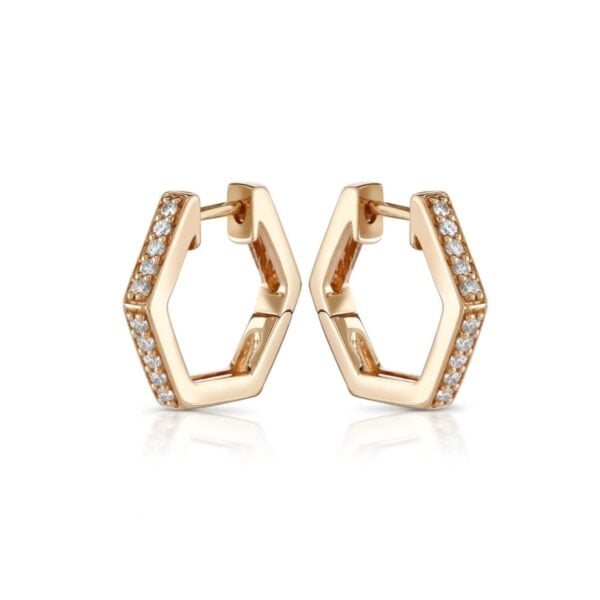 Honeycomb Rose Gold Diamond Hoop Earrings