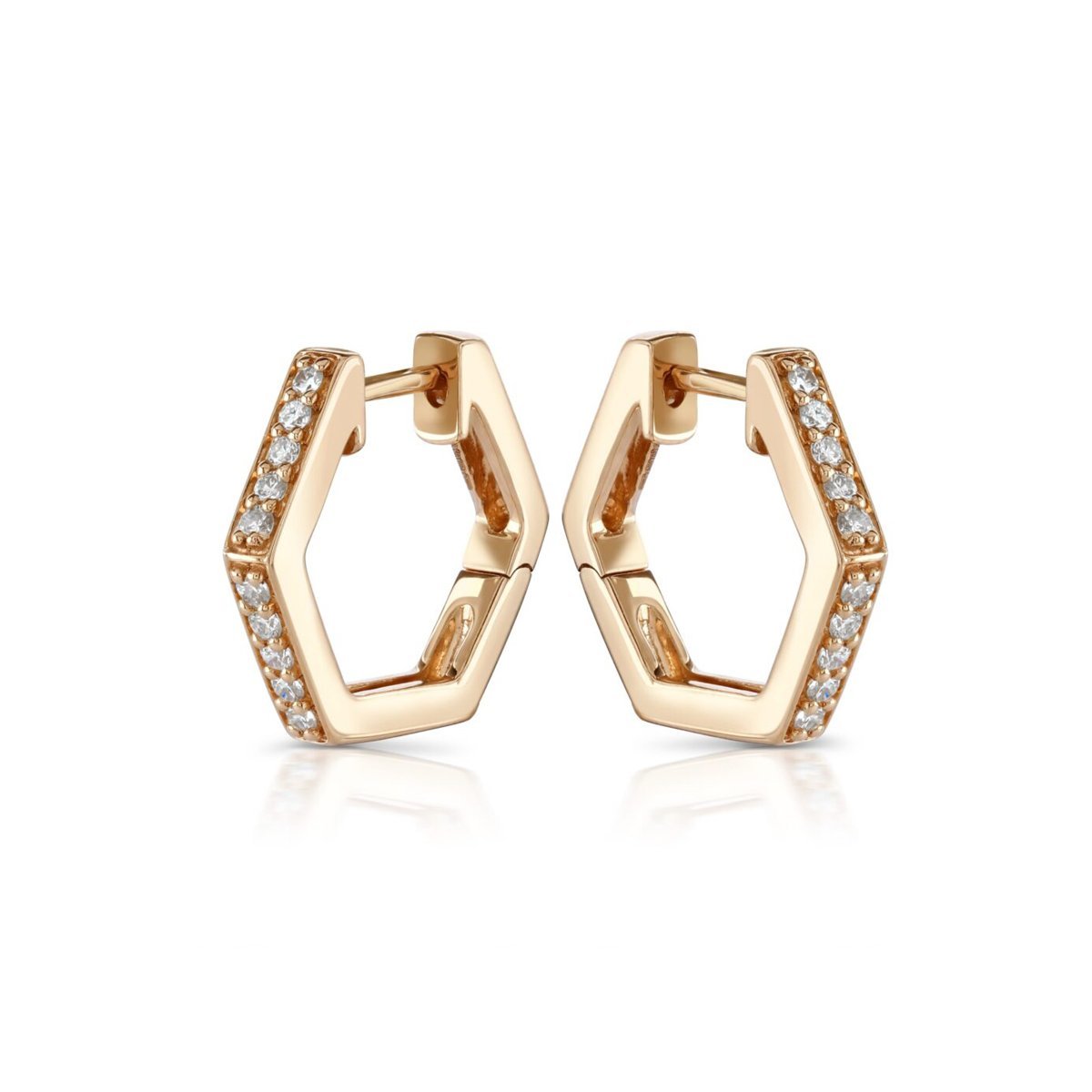 Honeycomb Rose Gold Diamond Hoop Earrings