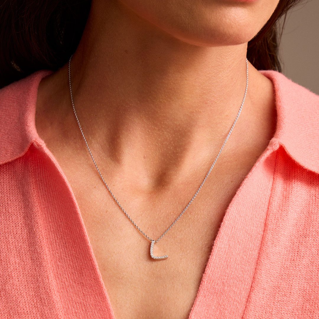 Initial White Gold Diamond Necklace Initial White Gold Diamond Necklace