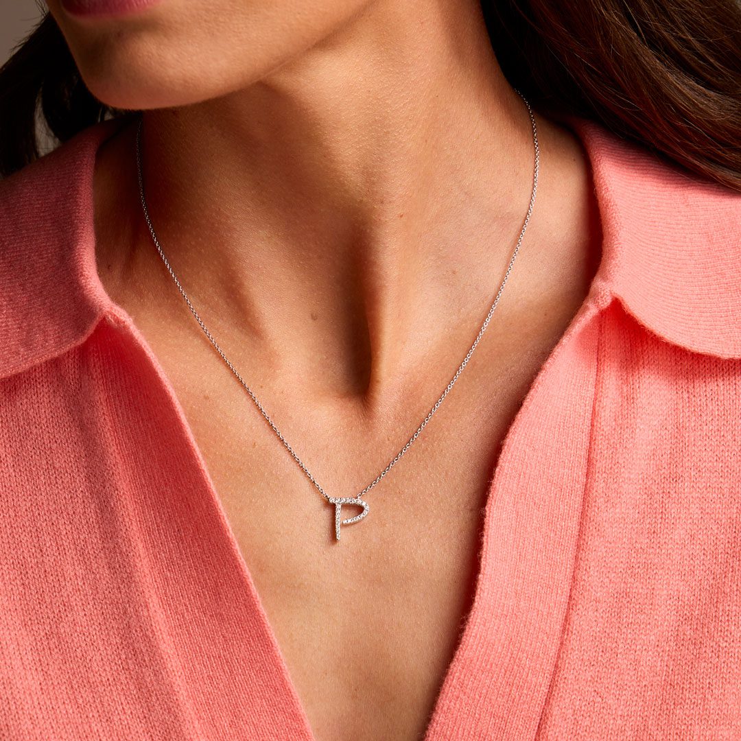 Initial White Gold Diamond Necklace Initial White Gold Diamond Necklace