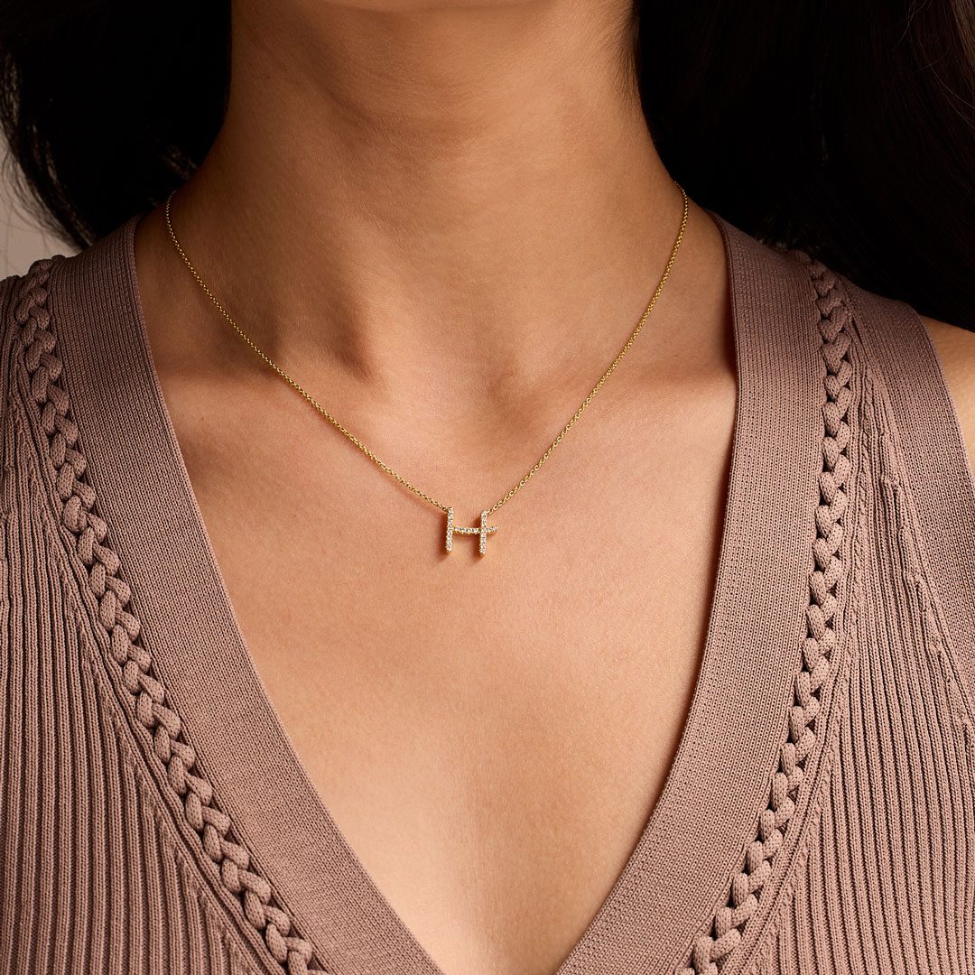 Initial White Gold Diamond Necklace