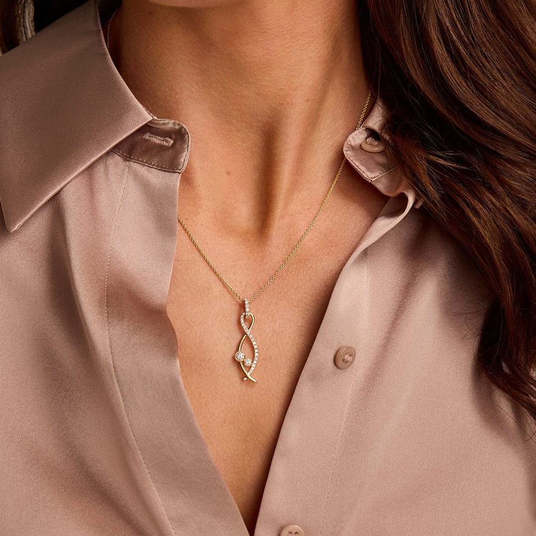 Lunar Yellow Gold Pavé Diamond Pendant