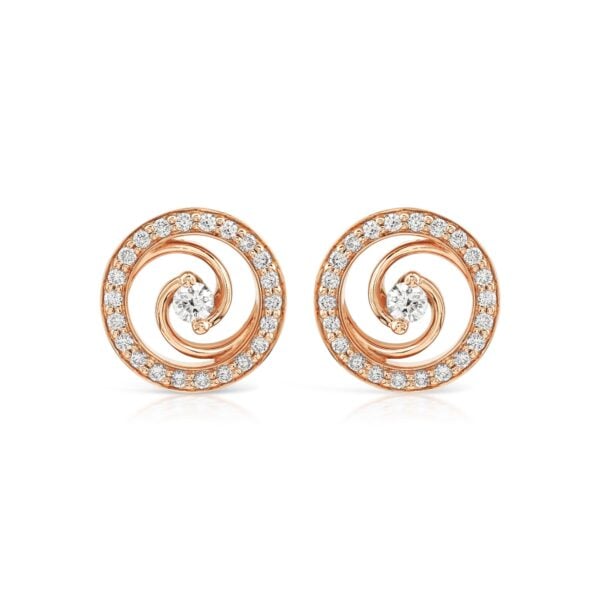 Whirlwind Rose Gold Diamond Stud Earrings