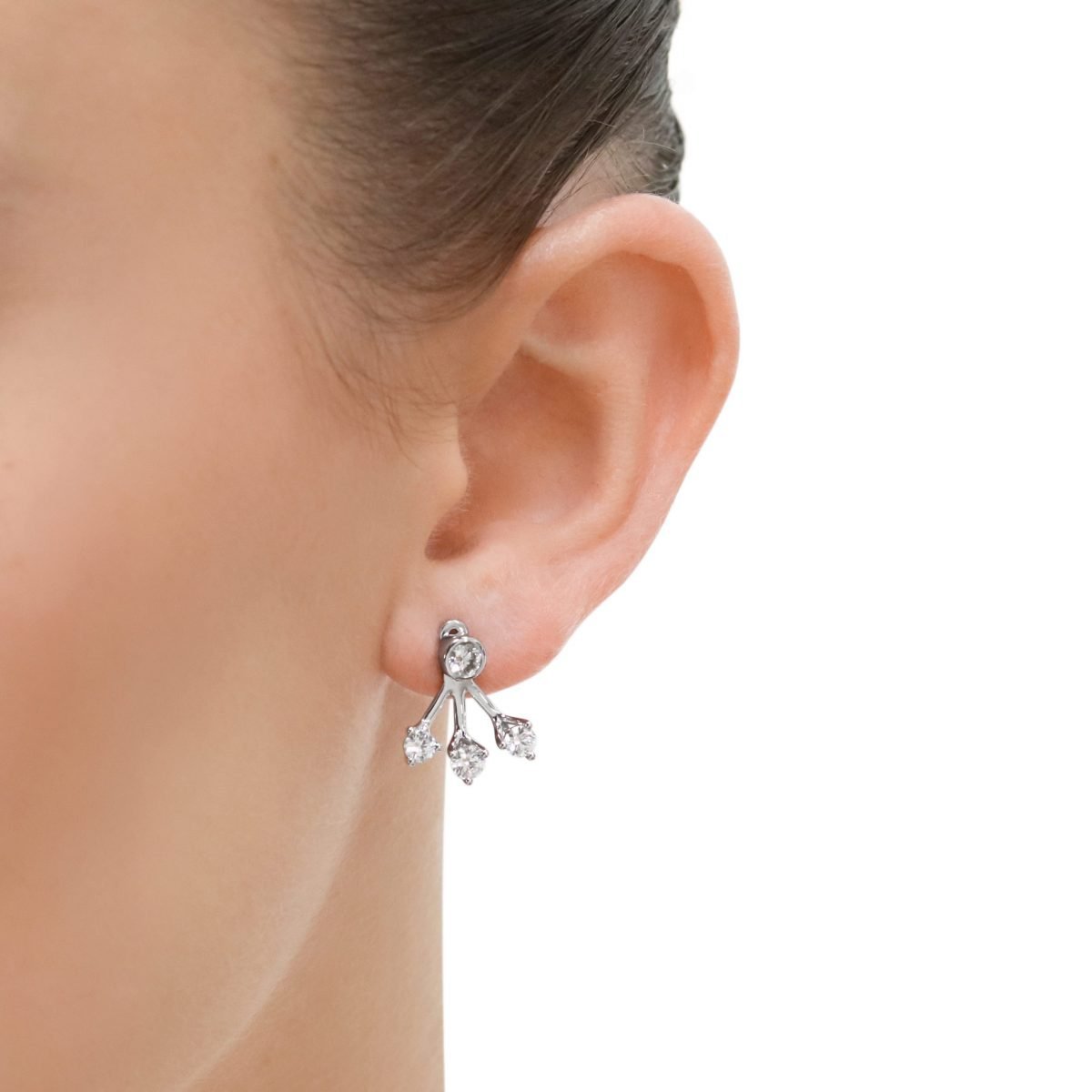 Embrace White Gold Diamond Lobe Ear Jacket Earrings