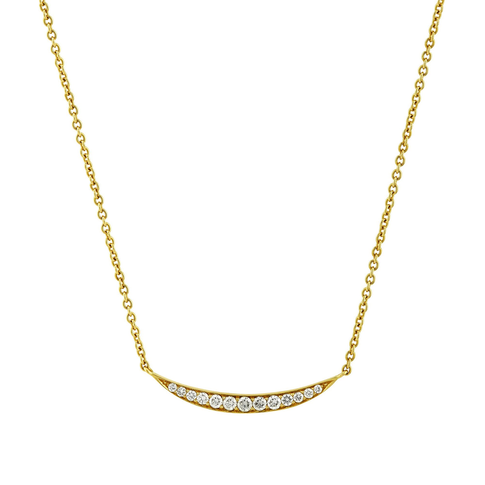 Crescent Yellow Gold Diamond Necklace