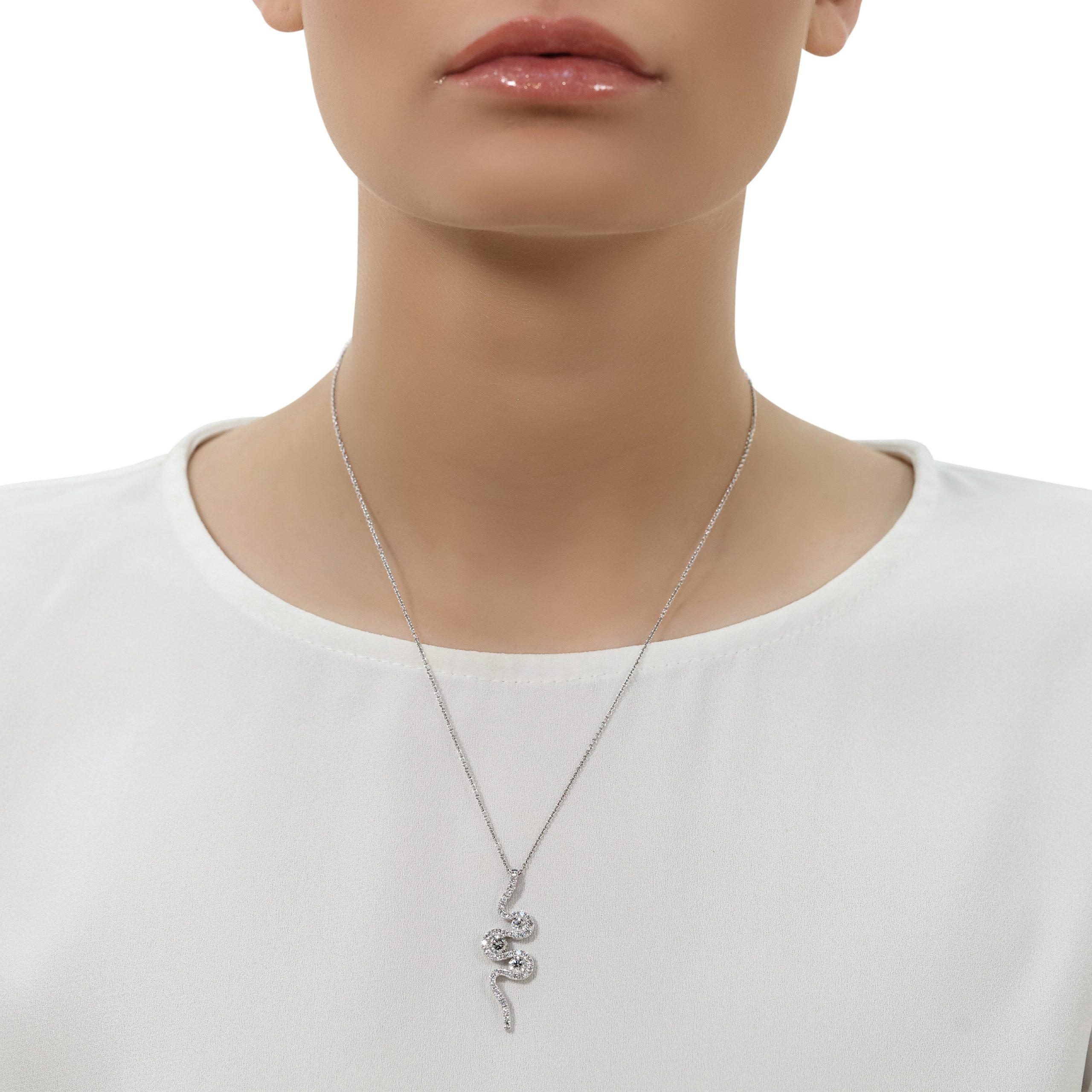 Meander White Gold Diamond Pendant