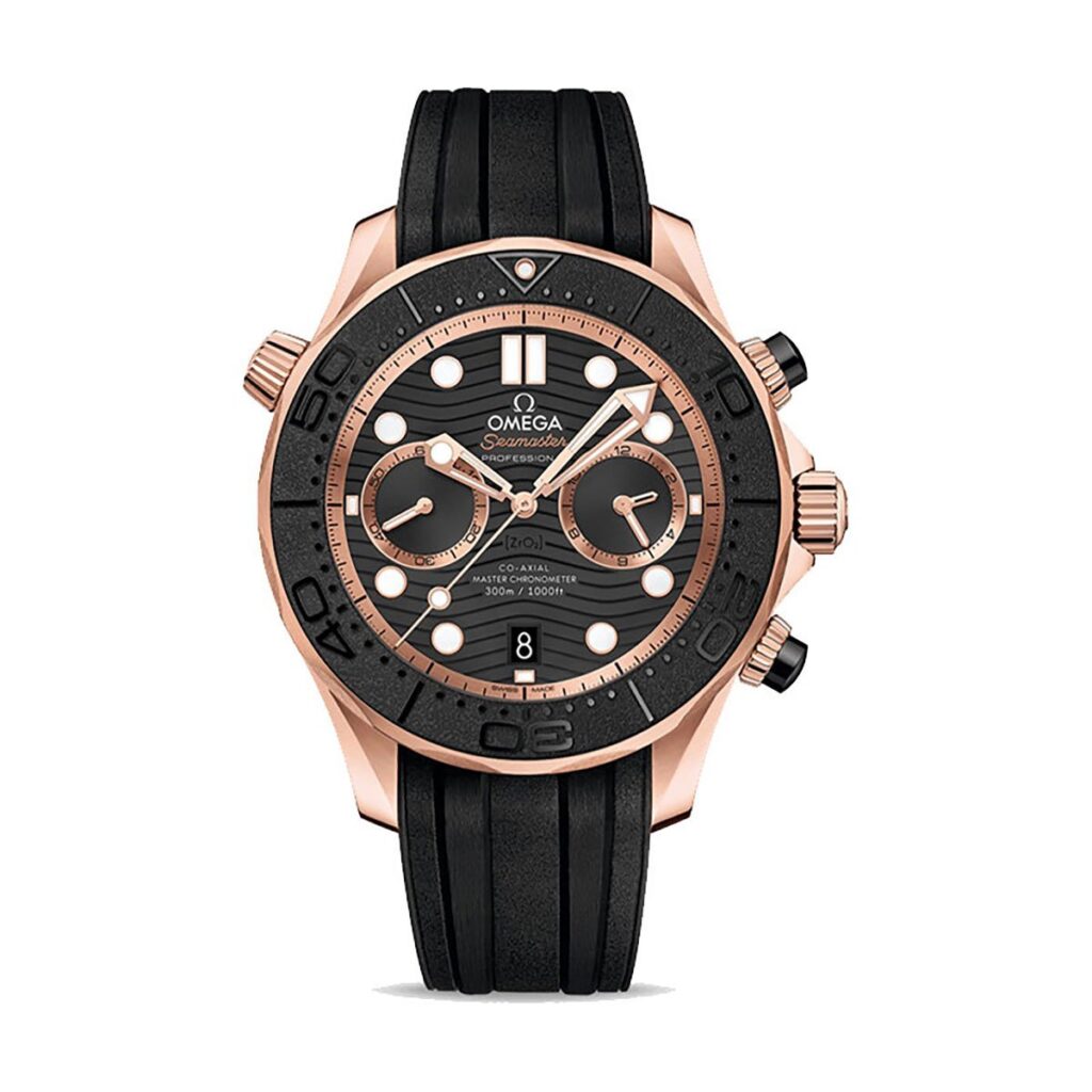 Omega seamaster 300 black on sale gold