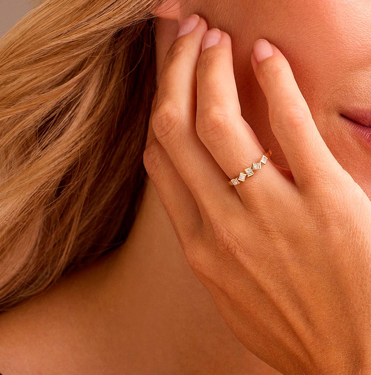 Hopscotch Yellow Gold Diamond Stacking Ring