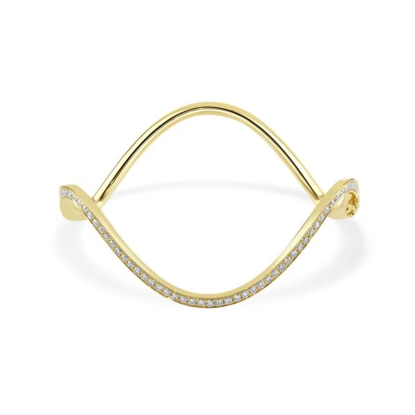 Ava "Wave" Yellow Gold Diamond Bangle