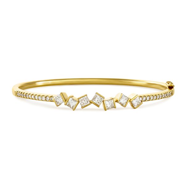 Hopscotch Yellow Gold Diamond Bangle
