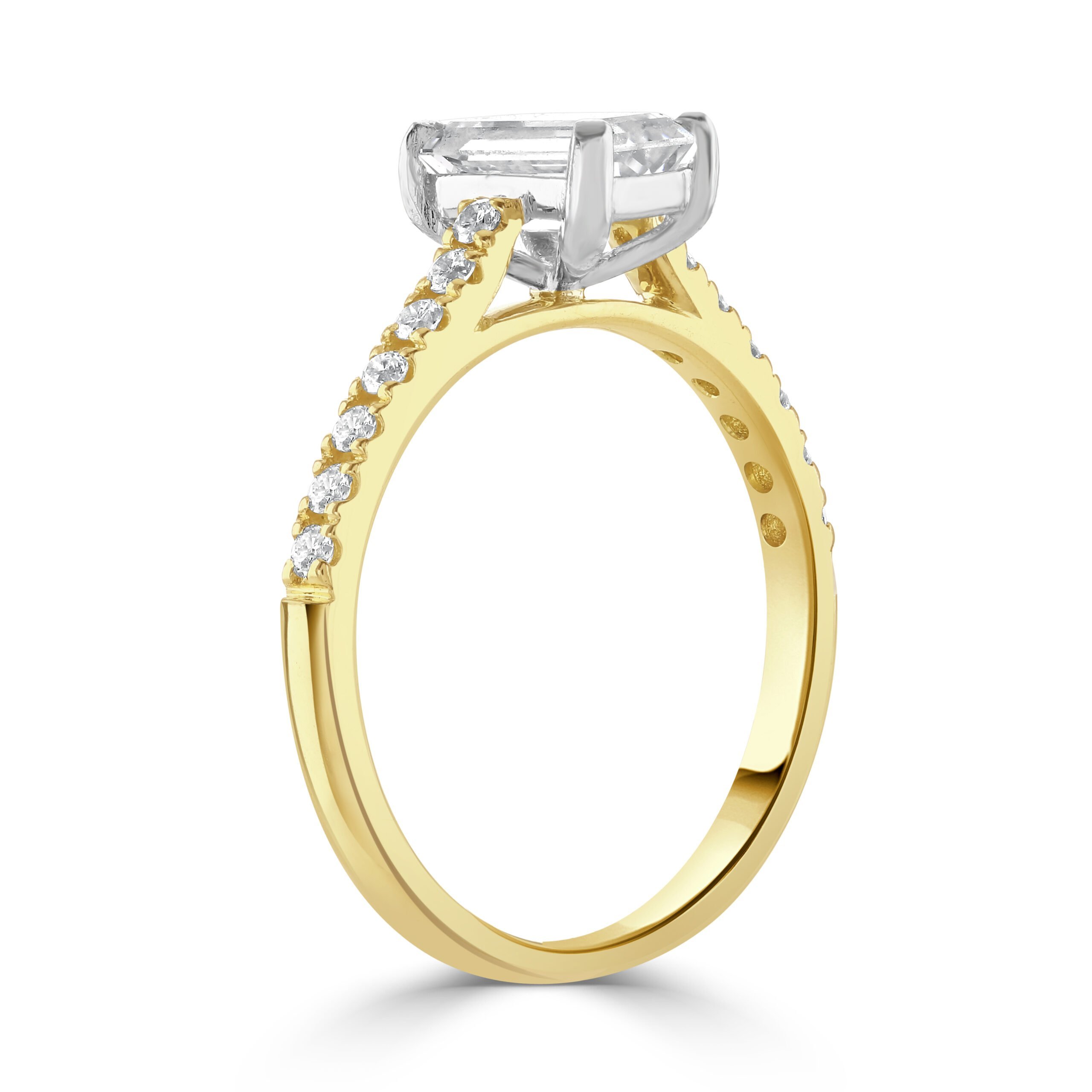 Emerald Cut Yellow Gold Diamond Engagement Ring