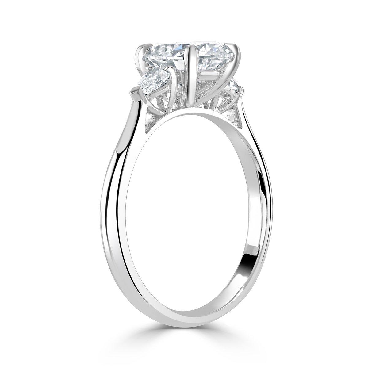 Oval Cut Platinum Diamond Trilogy Ring