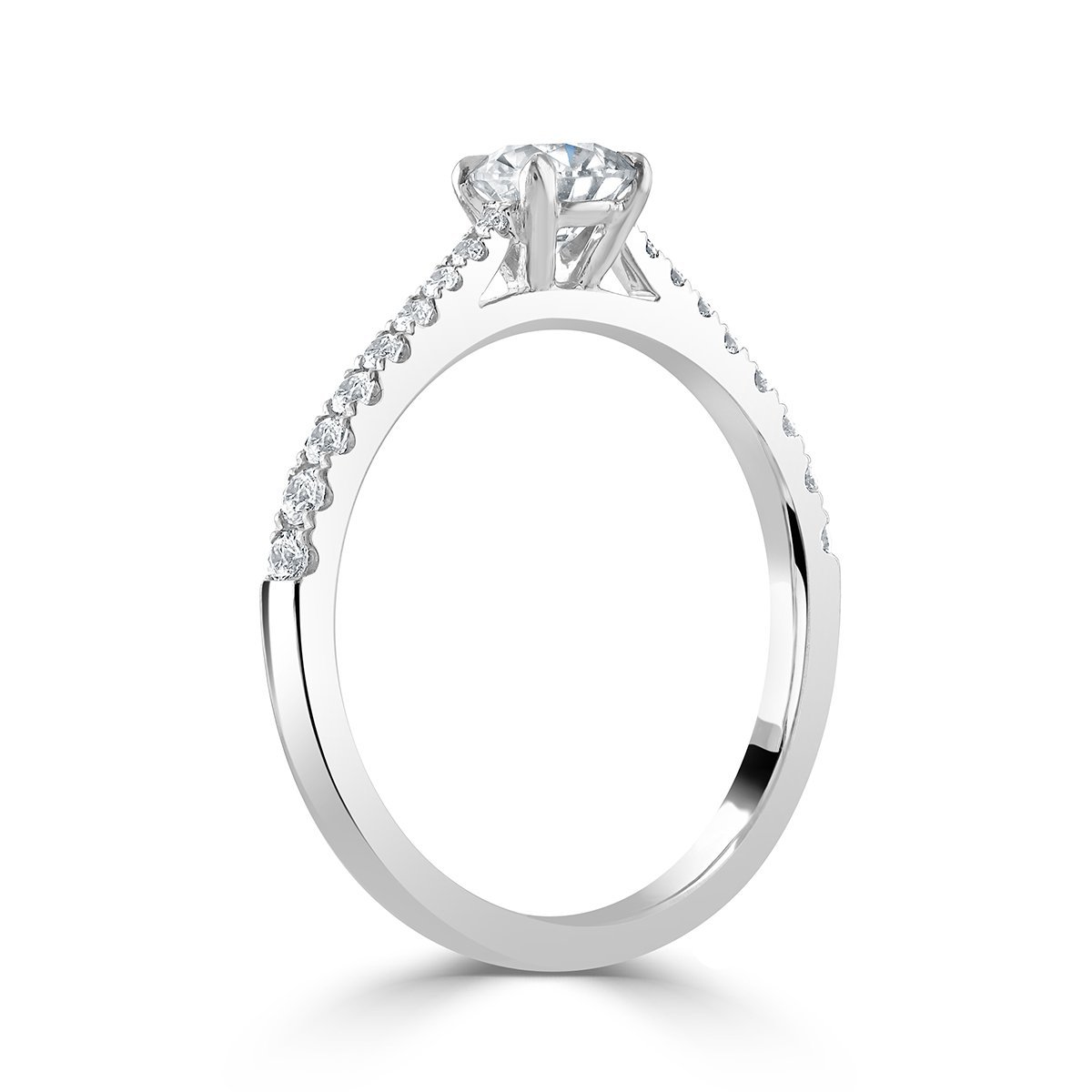 Round Brilliant Cut Ring with Diamond Set Shoulders