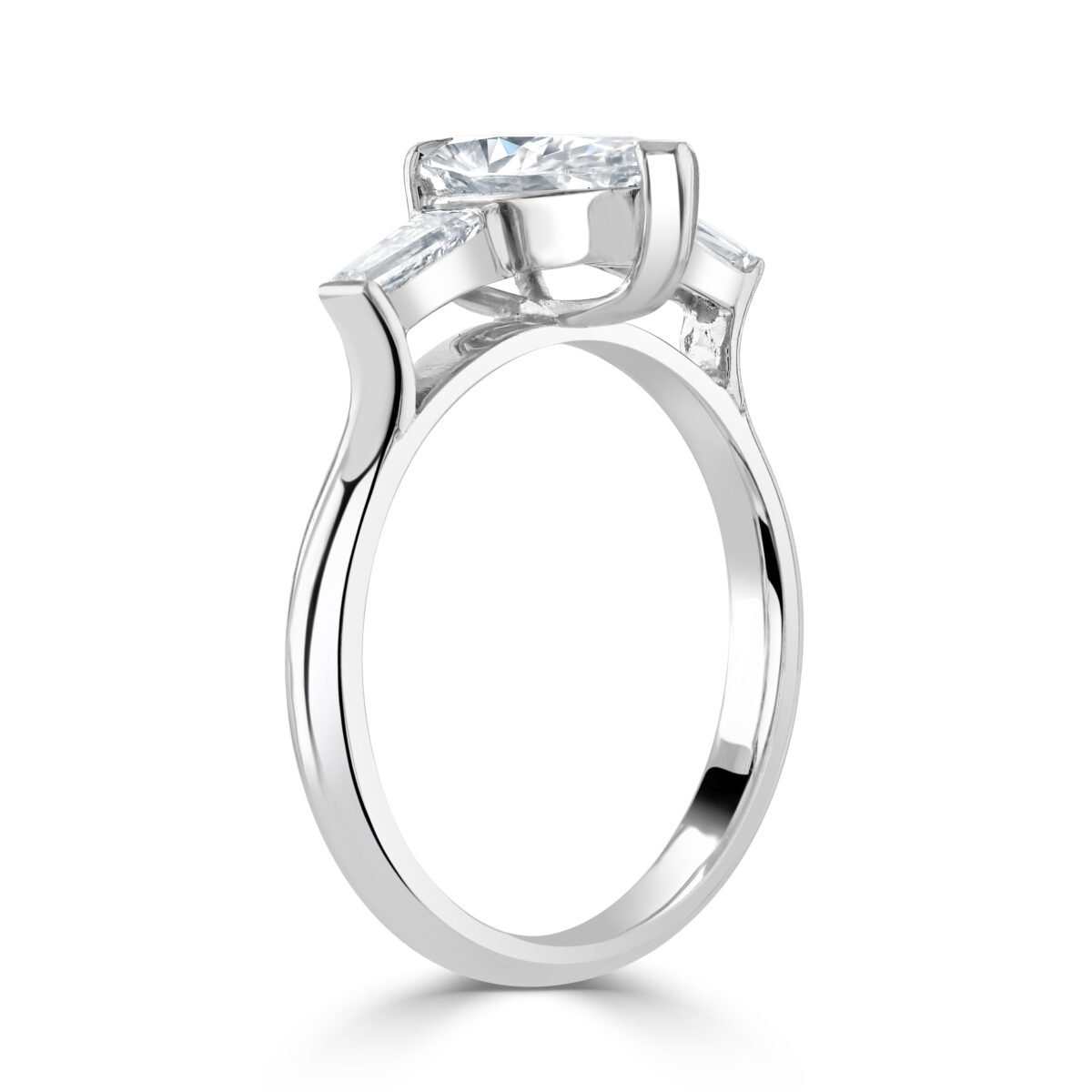 Pear Cut Three Stone Platinum Diamond Ring