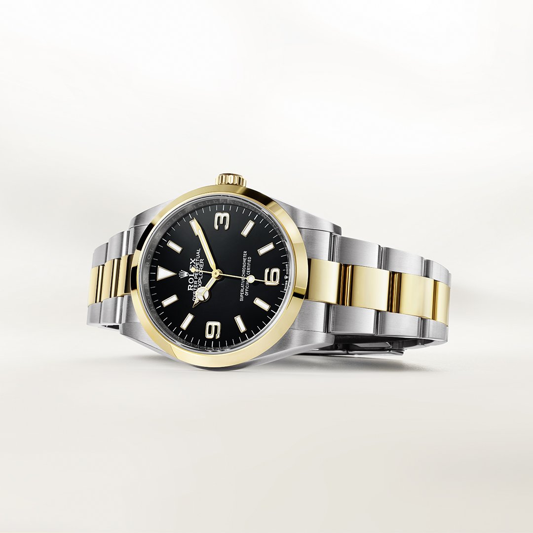 Rolex Oyster Perpetual Explorer 36 in Oystersteel and yellow gold m124273-0001 at David M Robinson