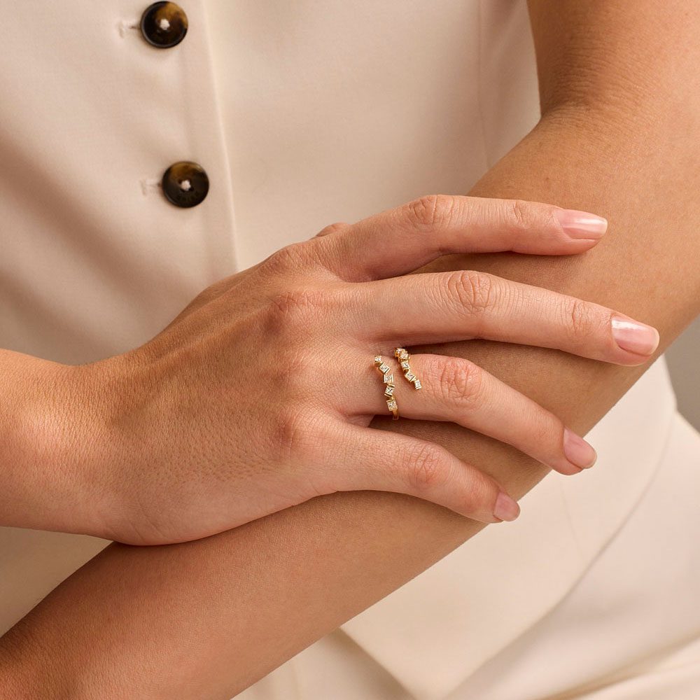 Hopscotch Yellow Gold Wraparound Diamond Ring