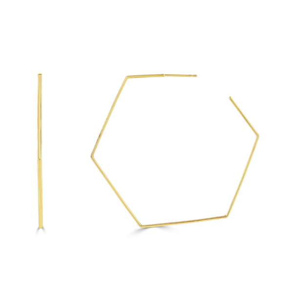 Honeycomb Yellow Gold Hoop Earrings