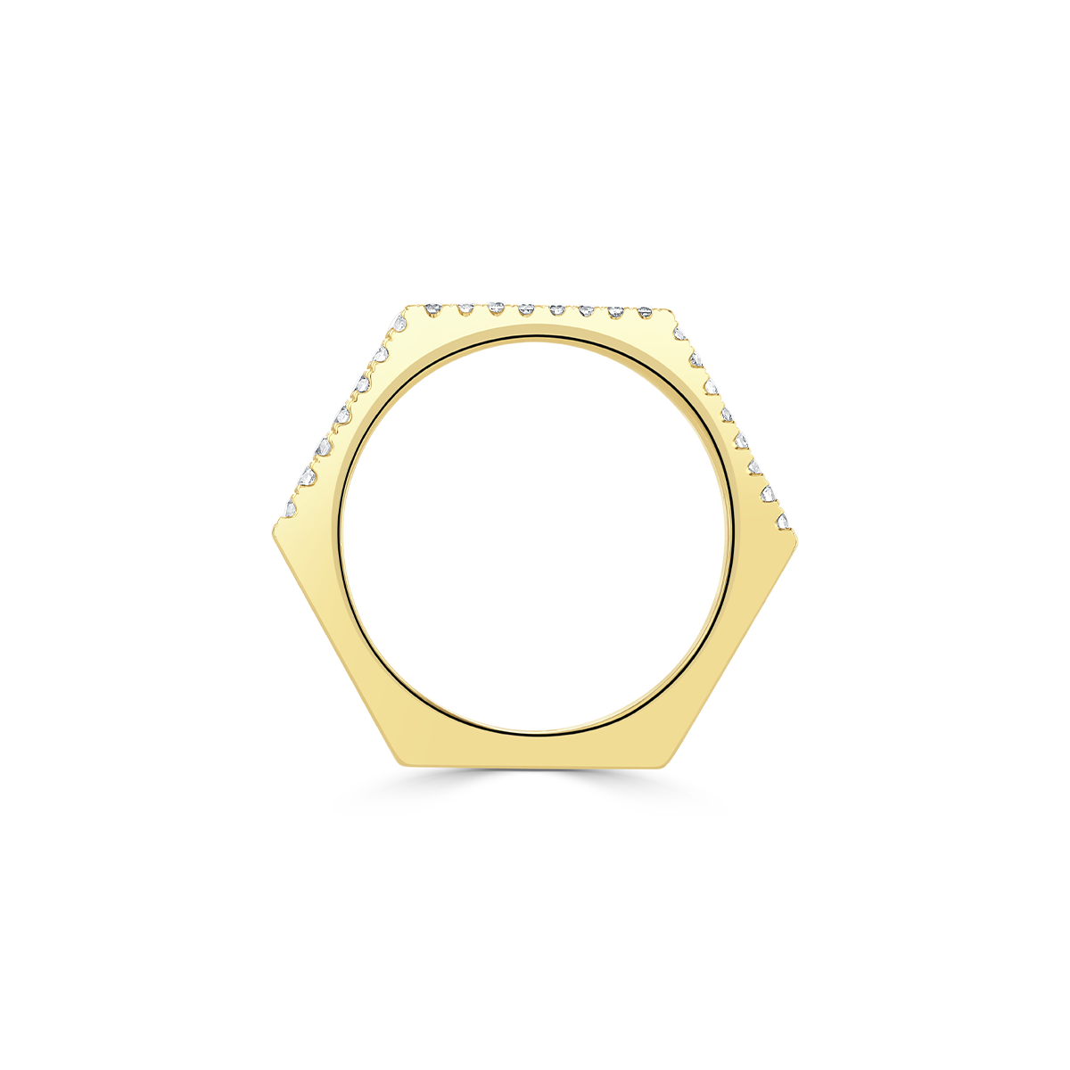 Honeycomb Yellow Gold Diamond Stacking Ring