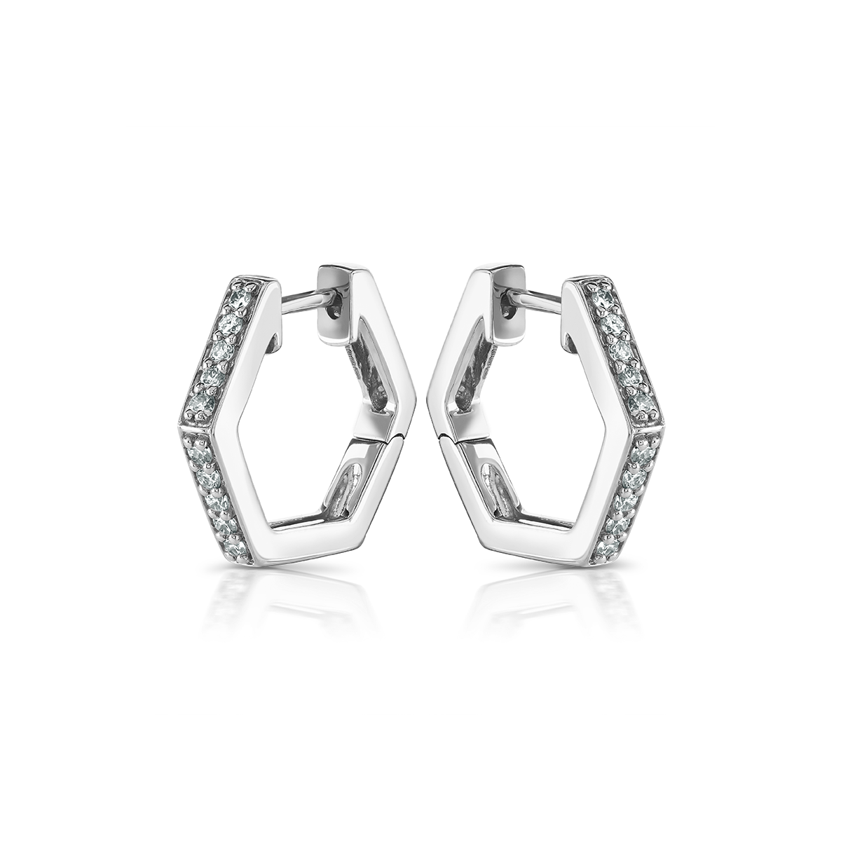 Honeycomb White Gold Diamond Hoop Earrings David M Robinson 5736