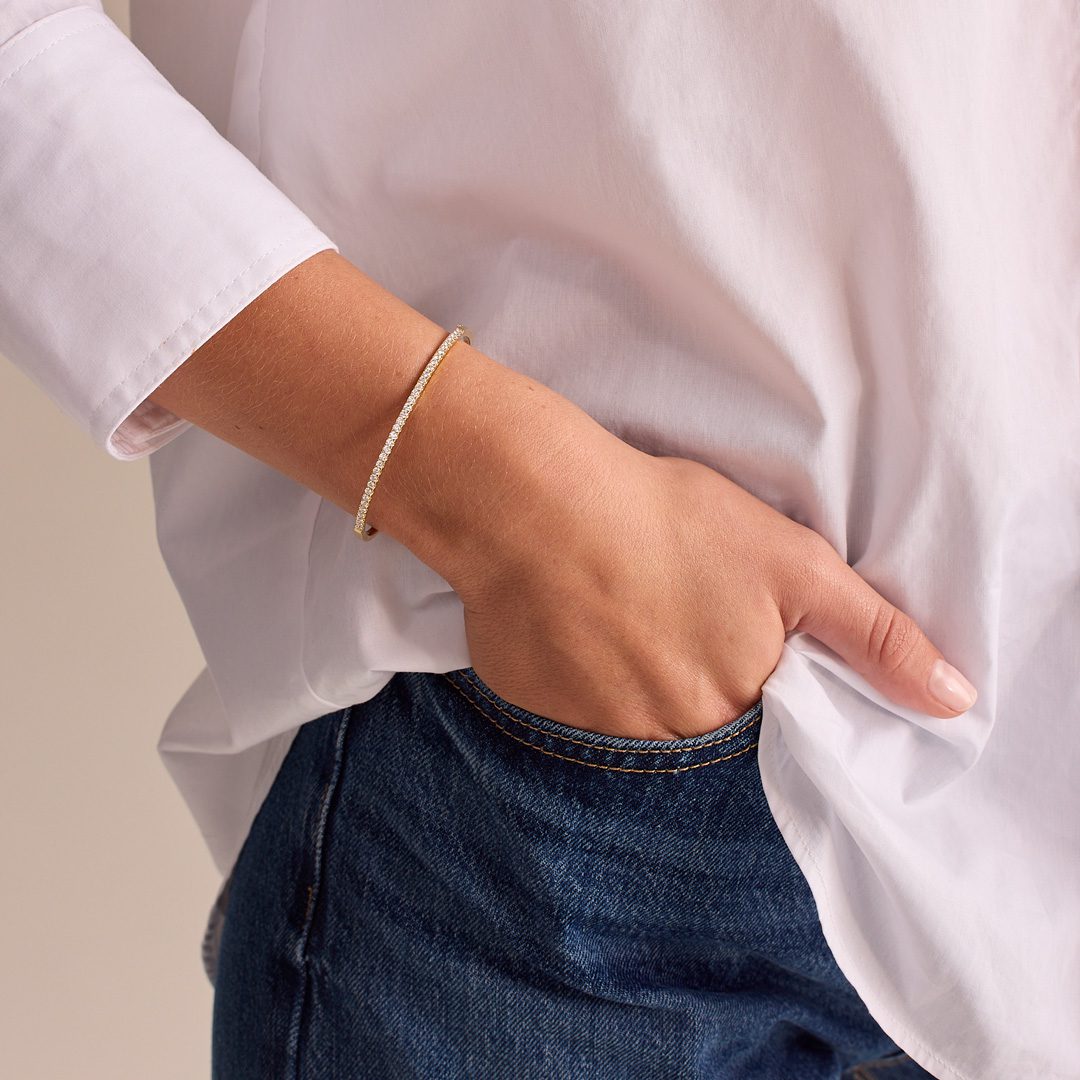 Love Lines Yellow Gold Diamond Stacking Bangle Love Lines Yellow Gold Diamond Stacking Bangle