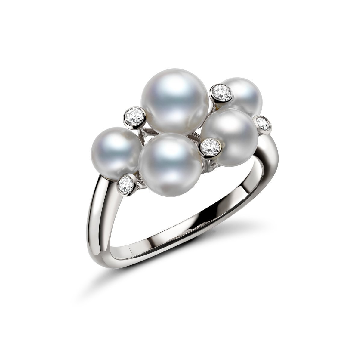 18ct White Gold Pearl and Diamond Bubble Ring