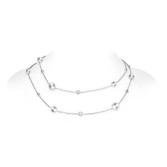 White Gold Pearl Chain Necklace