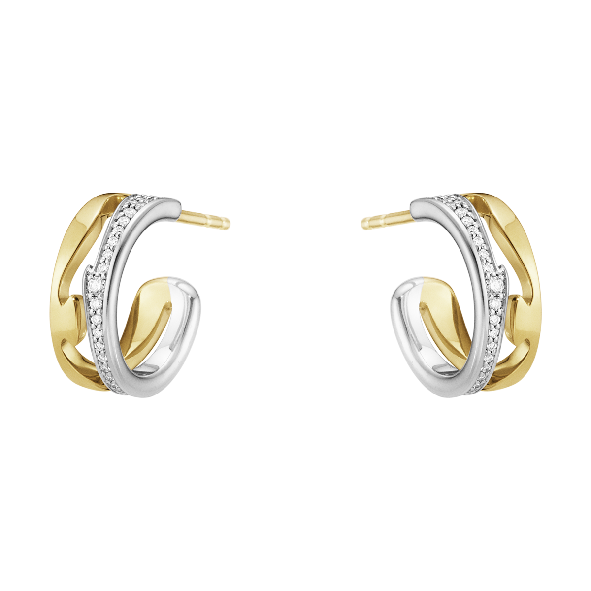 Fusion White and Yellow Gold Diamond Earhoops