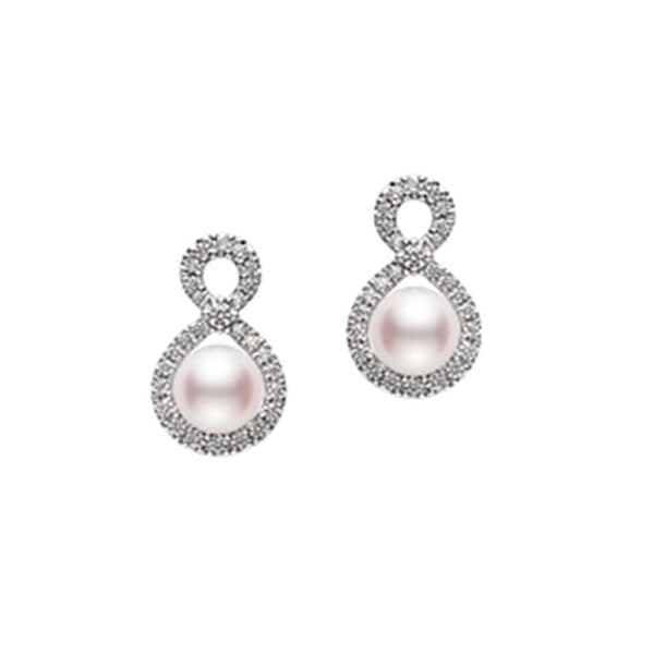 Ruyi 6.5mm Pearl and Diamond Earrings