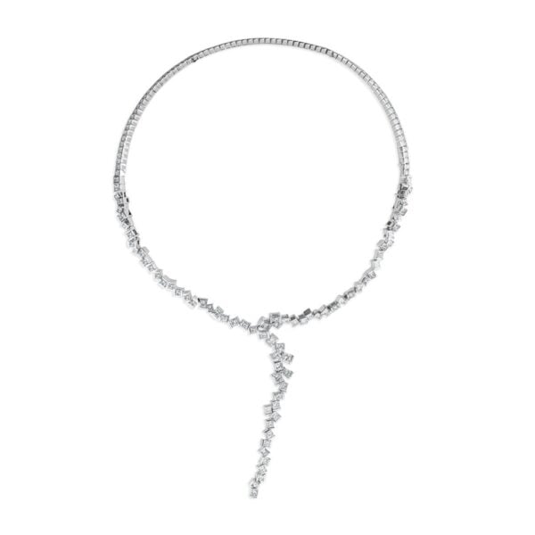Hopscotch Platinum Princess Cut Diamond Necklace