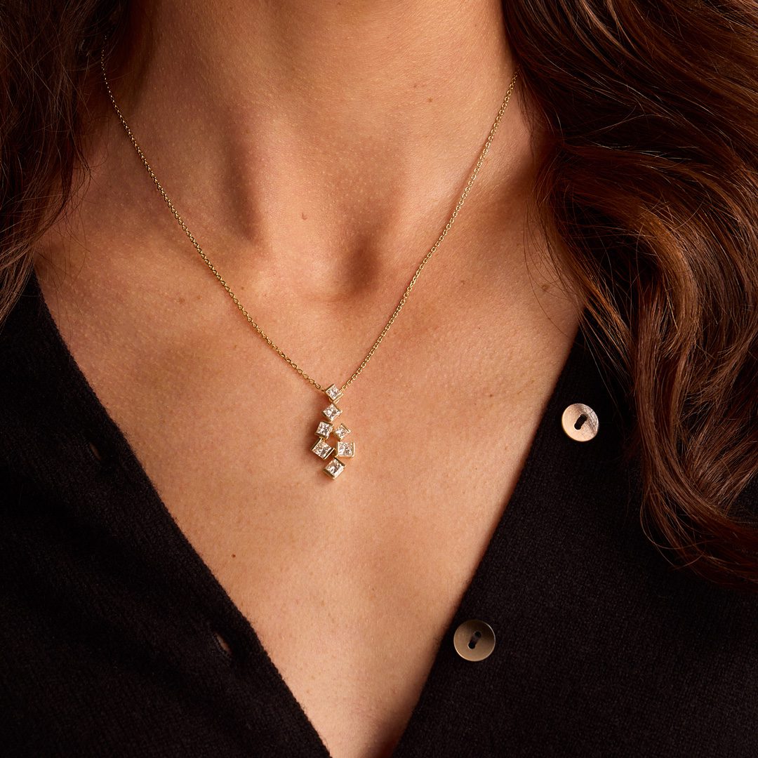 Hopscotch Yellow Gold Diamond Necklace