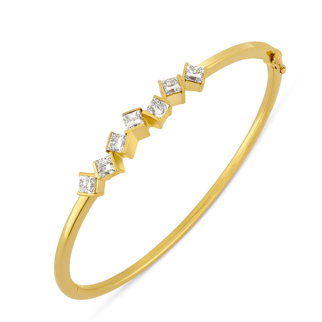 Hopscotch Yellow Gold Diamond Bangle