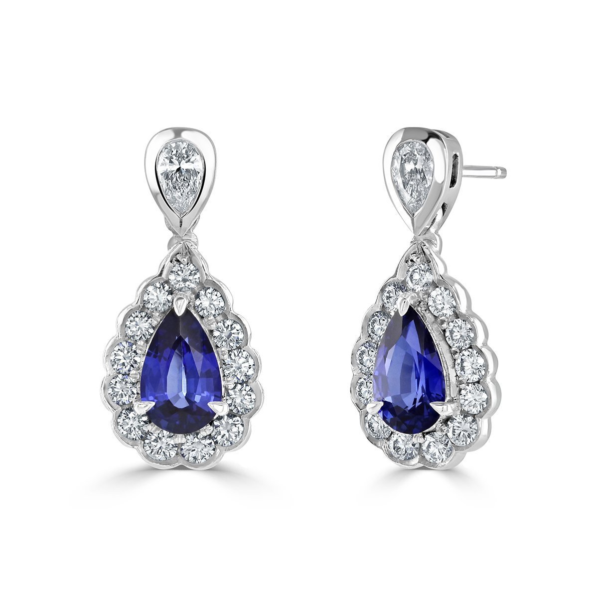 Pear Shape Sapphire & Diamond Earrings